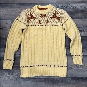 Vintage Cable Knit Deer Sweater